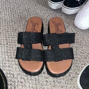 Black Woven Women's Sandals